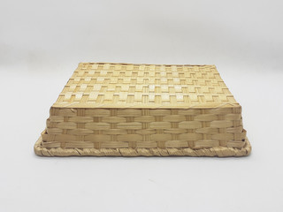 Traditional Ethnic Artistic Brown Wooden Handmade Bamboo Rattan Basket Container Tray for Home...