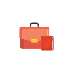 Isolated suitcase bag and notebook fill style icon vector design