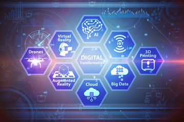 Digital transformation concept - 3d rendering