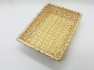 Traditional Ethnic Artistic Brown Wooden Handmade Bamboo Rattan Basket Container Tray for Home...