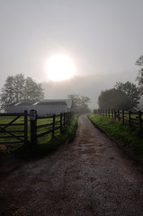 Sunrise on old farm England