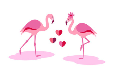 Flamingos in Love isolated graphic