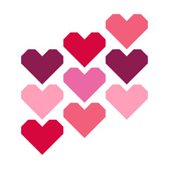 Geometric colorful hearts set