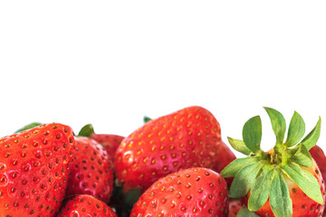 Large ripe strawberries isolated on white background