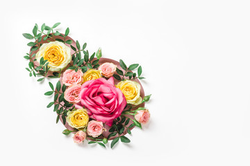 Greeting Card Template Women's Day on March 8th. Creative Number 8 made of hole and colorful roses