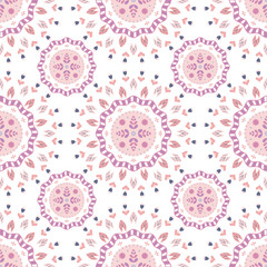 Cute decorative floral pattern. Pink abstract flowers seamless print illustration