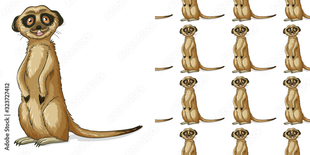 Sticker seamless background design with meerkat