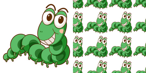 Fototapeta premium Seamless background design with green caterpillar
