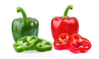 red and green pepper islated on white background