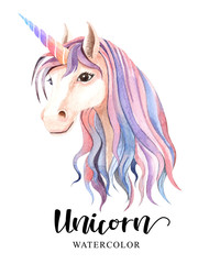 Watercolor Unicorn for Baby shower, POD, Mother's day isolated on white background. This has clipping path.