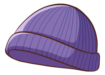 Purple winter hat on white background