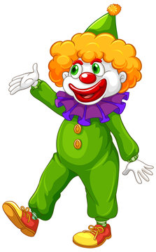 recommend clip art: Funny clown in green costume
