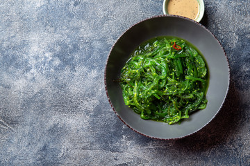 Chuka wakame, seaweed japanese salad with nuts sauce.