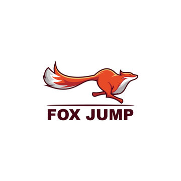 Fox jump logo design illustration