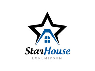 Obraz premium Star house logo template design, icon, symbol