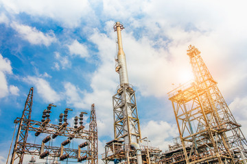 Industrial zone,The equipment of oil refining,Close-up of industrial pipelines of an oil-refinery...