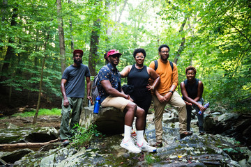 Group of friends on outdoor trail