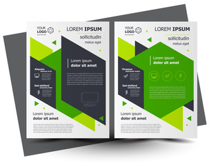Flyer brochure design, business flyer size A4 template, creative leaflet, trend cover geometric green color
