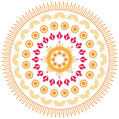 Abstract floral indian mandala. folk decorative element for diwali festival