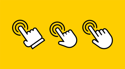 Hand click vector icon. Set of clicking pointers.