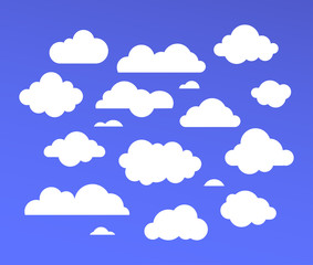 White clouds collection - set of colorful vector elements