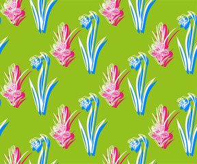 Seamless floral pattern with wild spring flower ornamental decorative background. Vector pattern. Print for textile, cloth, wallpaper, scrapbooking