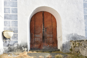 Kirche, Wernberg, Sternberg, Tür, Tor, Eingang, Holztor, Schmiedeeisen, Schloss, Griff, Treppe,...