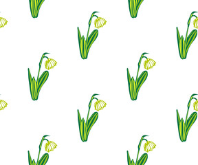 Fototapeta na wymiar Seamless floral pattern with wild spring flower ornamental decorative background. Vector pattern. Print for textile, cloth, wallpaper, scrapbooking