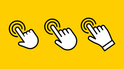 Hand click vector icon. Set of clicking pointers.