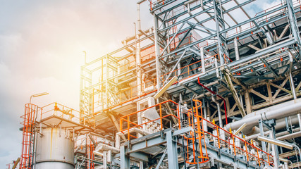 Industrial zone,The equipment of oil refining,Close-up of industrial pipelines of an oil-refinery...