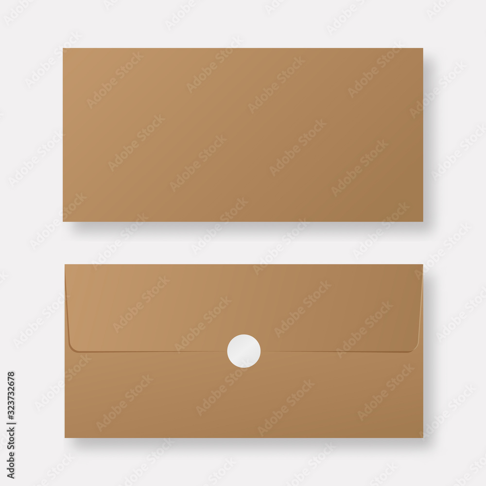 Poster blank realistic closed envelope front and back view mockup. mockup vector isolated. template design.