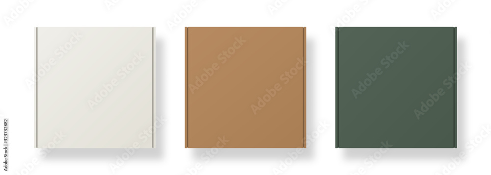 Poster realistic blank package cardboard box set. mockup vector isolated. template design. realistic vector