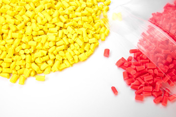 plastic granules close up for holding,Colorful plastic granules with white background.