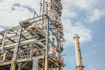 Industrial zone,The equipment of oil refining,Close-up of industrial pipelines of an oil-refinery...