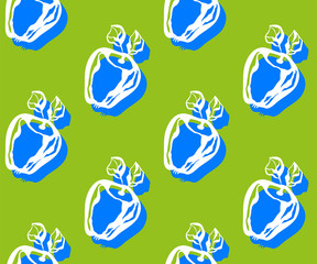 Seamless floral pattern with apple and flowers. Ornamental decorative background. Vector pattern. Print for textile, cloth, wallpaper, scrapbooking