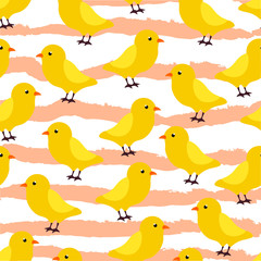 Chick , chicken cue cartoon birds vector seamless pattern . Concept for print, wallpaper, wrapping paper 
