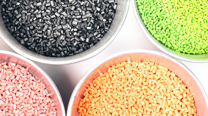 plastic granules close up for holding,Colorful plastic granules with white background.