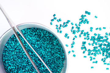 plastic granules close up for holding,Colorful plastic granules with white background.