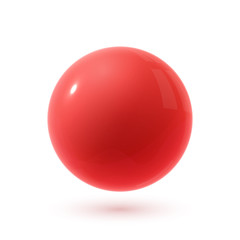 Realistic red glossy 3D sphere with reflection