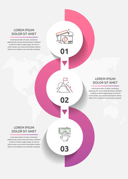 Vector Template Circle Infographics. Business Concept With 3 Options And Parts. Three Steps For Content, Flowchart, Timeline, Levels