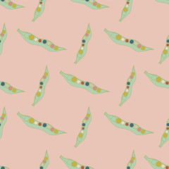 vector seamless pattern with peas. Peach background