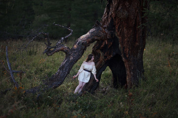  Girl near the larch.