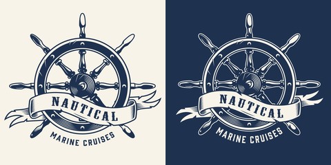 Vintage marine cruise monochrome emblem