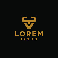 bull head logo design in trendy minimal line style