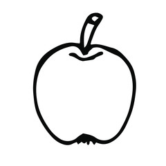 Vector illustration.Close-up apple on an isolated white background.Design of children`s tattoos, coloring books, covers, print clothes.