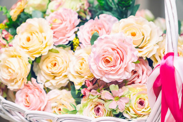 Bouquet of artificial pink roses