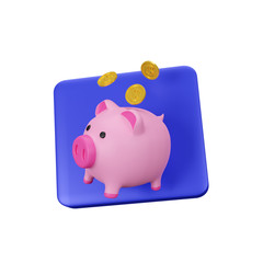 Piggy bank icon. Moneybox sign. 3d render
