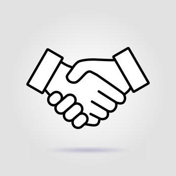 Business handshake contract agreement logo icon with soft shadow