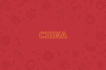 Viruses in China vector modern concept thin line illustration or frame