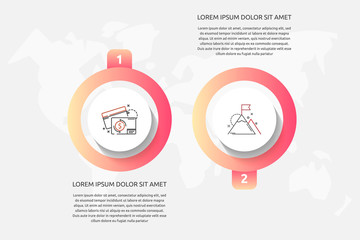 Vector template circle infographics. Business concept with 2 options and parts. Two steps for diagrams, flowchart, timeline